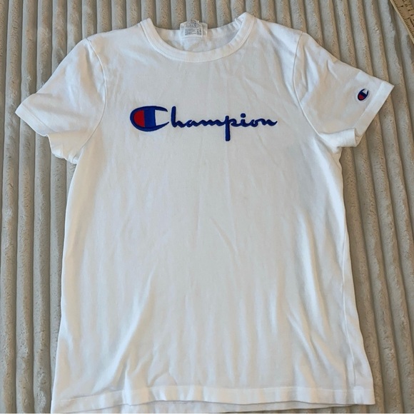 Champion Womens White Athletic T-Shirt Size Small Embroidered Vintage sku053 - Picture 2 of 10